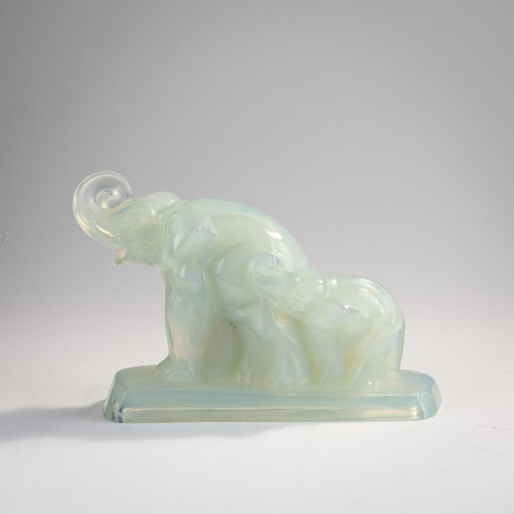 Hauptbild zu Objekt, Elefantenkuh mit Jungem, um 1930, Marius-Ernest Sabino, Sabino, Paris, 171A 187