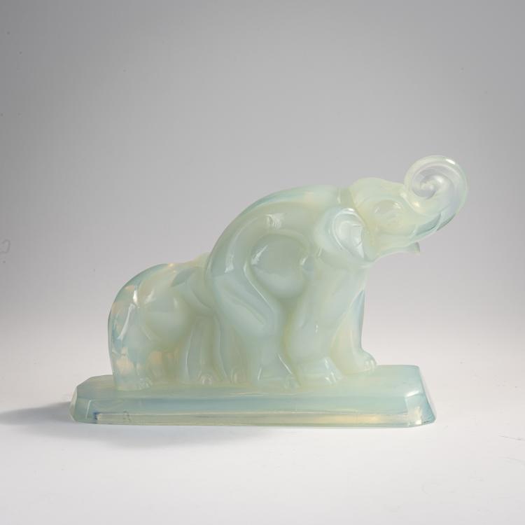 Bild 3 zu Objekt, Elefantenkuh mit Jungem, um 1930, Marius-Ernest Sabino, Sabino, Paris, 171A 187