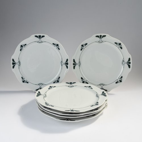 Six dinner plates 'Curvy Shape' - Agnes', 1903