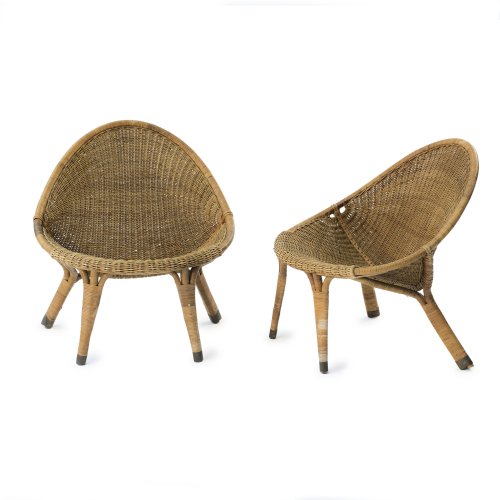 Two wickerchairs, c. 1958