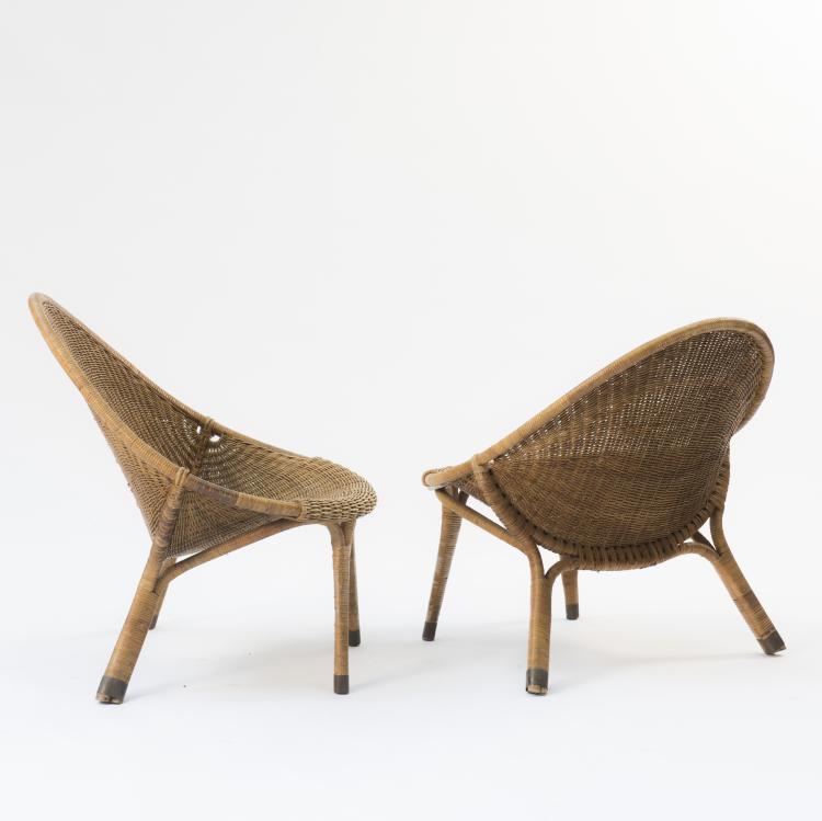 Bild 1 zu Objekt, Zwei Korbsessel, um 1958, Nanna Ditzel,J&oslash;rgen Ditzel, Wengler, Robert, Kopenhagen (zugeschrieben/attr.), 172A 170