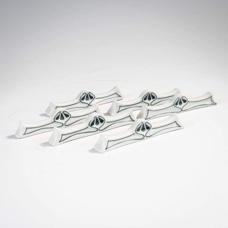 Hauptbild zu Objekt, Sechs Messerb&auml;nkchen 'Geschweifte Form' - Agnes', 1903, Therese Trethan, Selle, Burgau, 171B 360