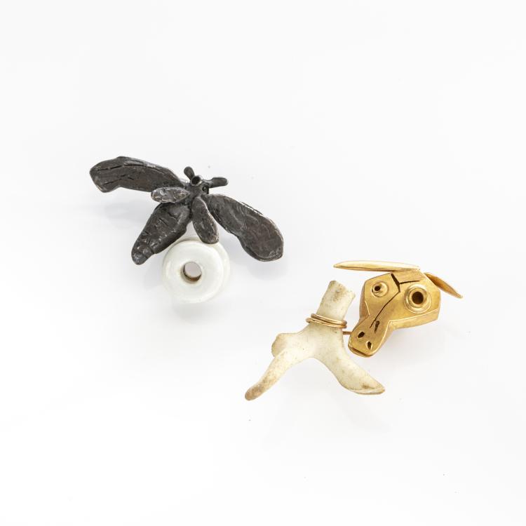 Hauptbild zu Objekt, Pair of stud earrings 'Amore am Ohre', 1990, Manfred Bischoff, 172D 539