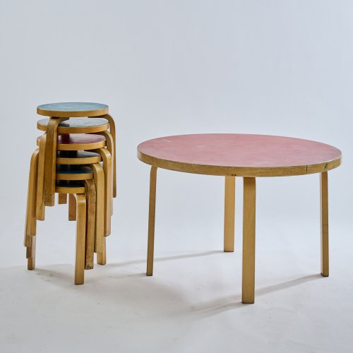 Table with six '60' stools, 1933