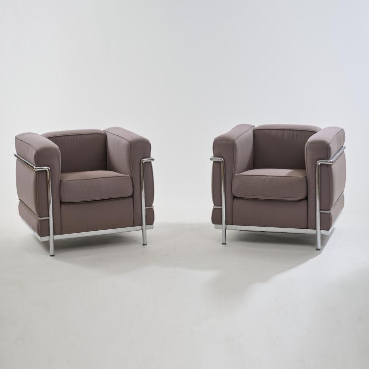 Hauptbild zu Objekt, Two armchairs 'LC 2', 1928, Pierre Jeanneret,Charlotte Perriand,Le Corbusier Charles-&Eacute;douard Jeanneret-Gris, Cassina, Mailand, 172A 52