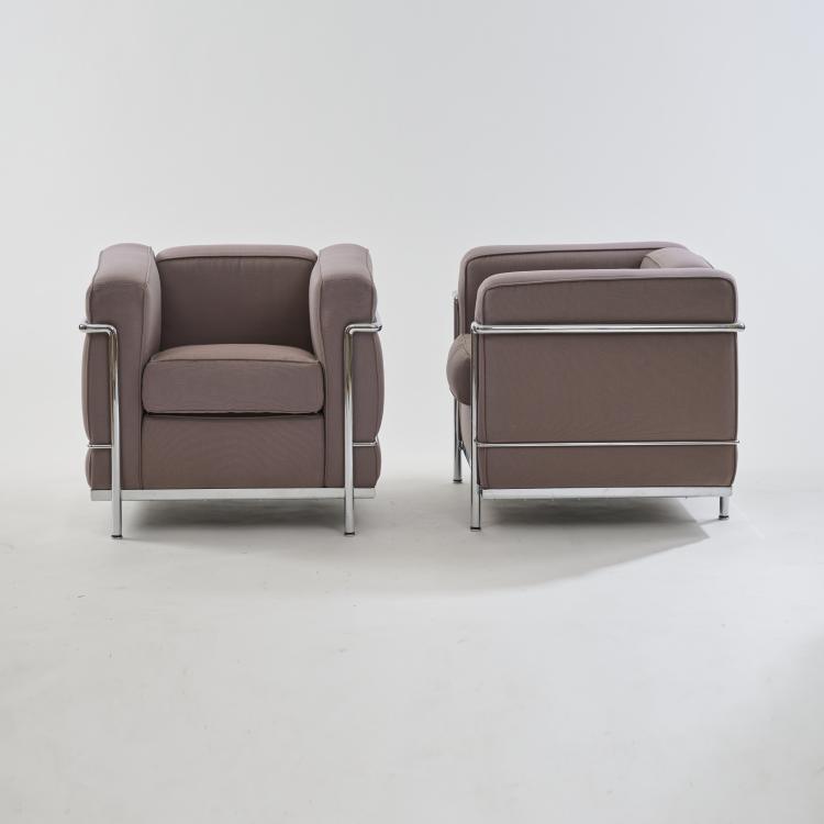 Bild 1 zu Objekt, Two armchairs 'LC 2', 1928, Pierre Jeanneret,Charlotte Perriand,Le Corbusier Charles-&Eacute;douard Jeanneret-Gris, Cassina, Mailand, 172A 52