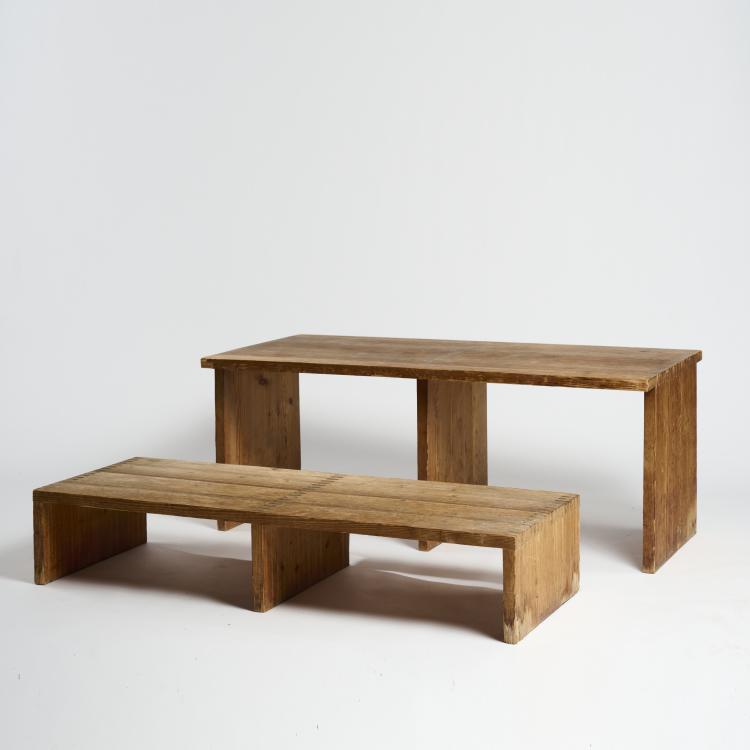 Hauptbild zu Objekt, 'Rotis-Serie' table and two benches, 1971/72, Otl Aicher, Aicher, Otl, 172A 42