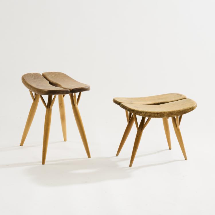 Hauptbild zu Objekt, Zwei Hocker 'Pirkka', 1955, Ilmari Tapiovaara, Laukaan Puu Ltd., Helsinki, 172B 341