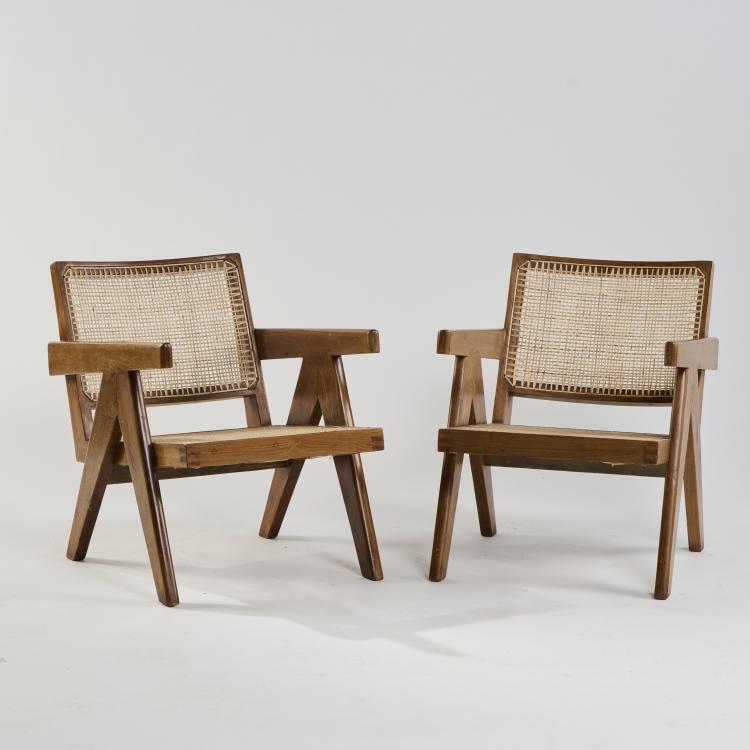 Hauptbild zu Objekt, Two armchairs 'Chandigarh' - 'PJ-SI-29-A', 1955/56, Pierre Jeanneret,Le Corbusier Charles-&Eacute;douard Jeanneret-Gris, Chandigarh, Indien, 172A 54