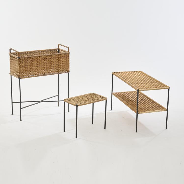 Hauptbild zu Objekt, Two side tables and one flower bench, c. 1955, Carl Aub&ouml;ck, Aub&ouml;ck, Werkst&auml;tte, Wien, 172A 143