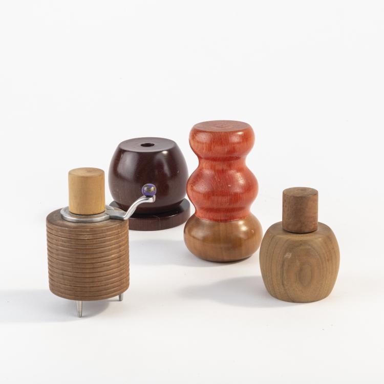 Bild 1 zu Objekt, Vier Prototypen f&uuml;r Pfefferm&uuml;hlen, um 1989, Marco Zanini,Adalberto Pironi, Alessi Twergi, Crusinallo, 173A 224