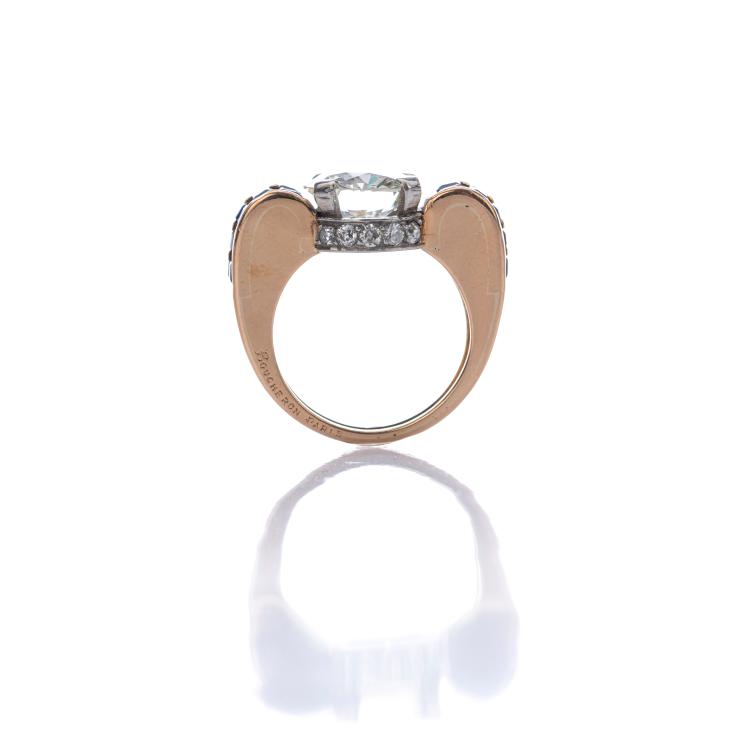 Bild 1 zu Objekt, Alliance ring with a brilliant cut diamond and sapphires, Boucheron, Paris, 172E 648