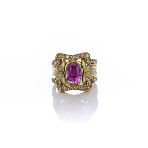 'Plique-à-jour'-Ring, um 1910