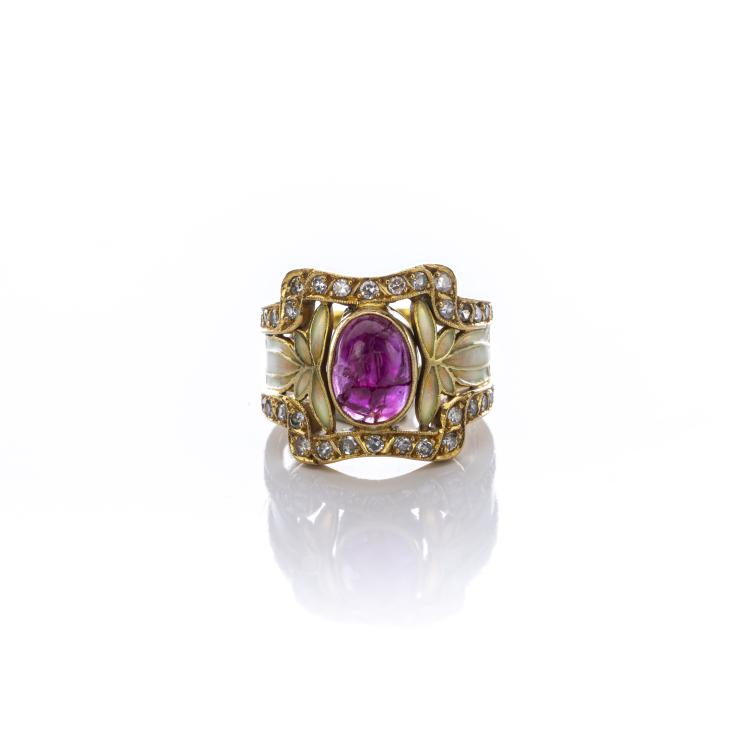 Hauptbild zu Objekt, 'Plique-&agrave;-jour' Ring, c. 1910, Llu&iacute;s Masriera, Masriera y Carreras, Barcelona, 172E 618