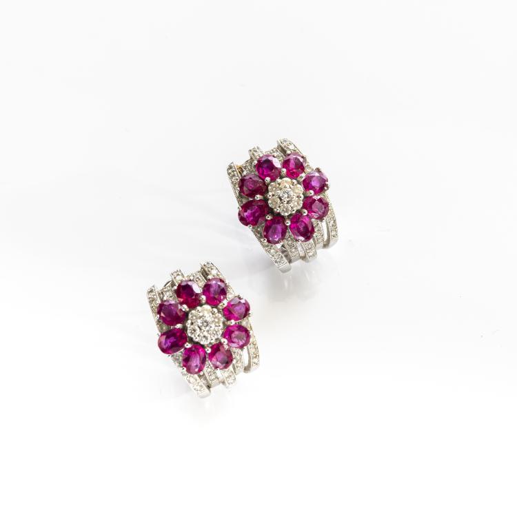 Hauptbild zu Objekt, Pair of ruby stud earrings, 172E 684