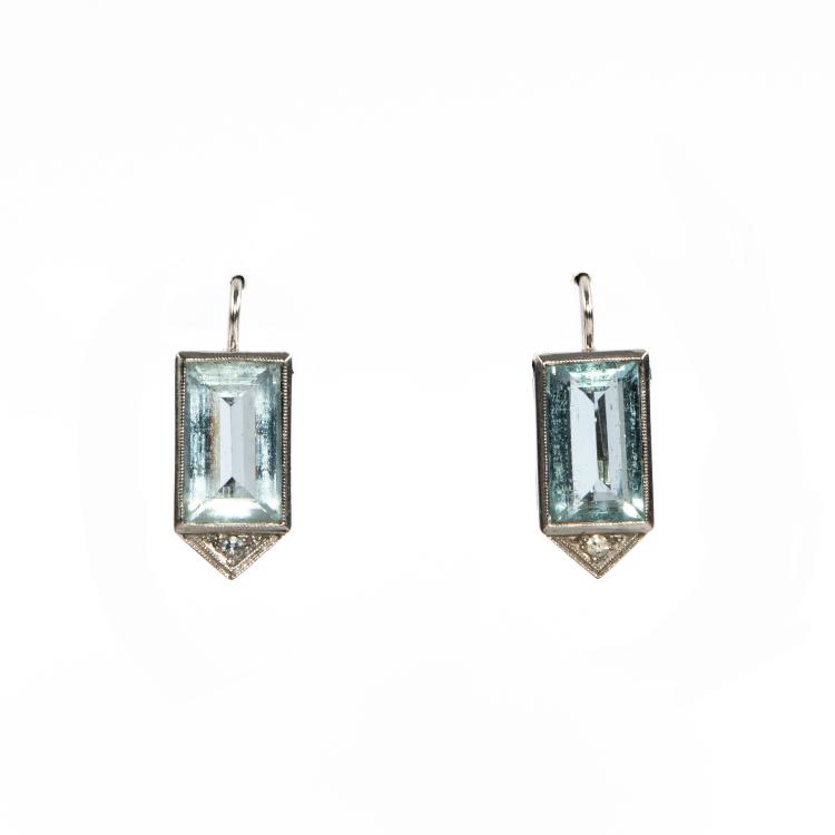 Hauptbild zu Objekt, Pair of aquamarine earrings, 172E 657