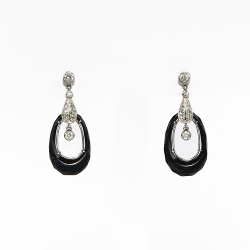 Pair of Art Deco onyx earrings, c. 1925