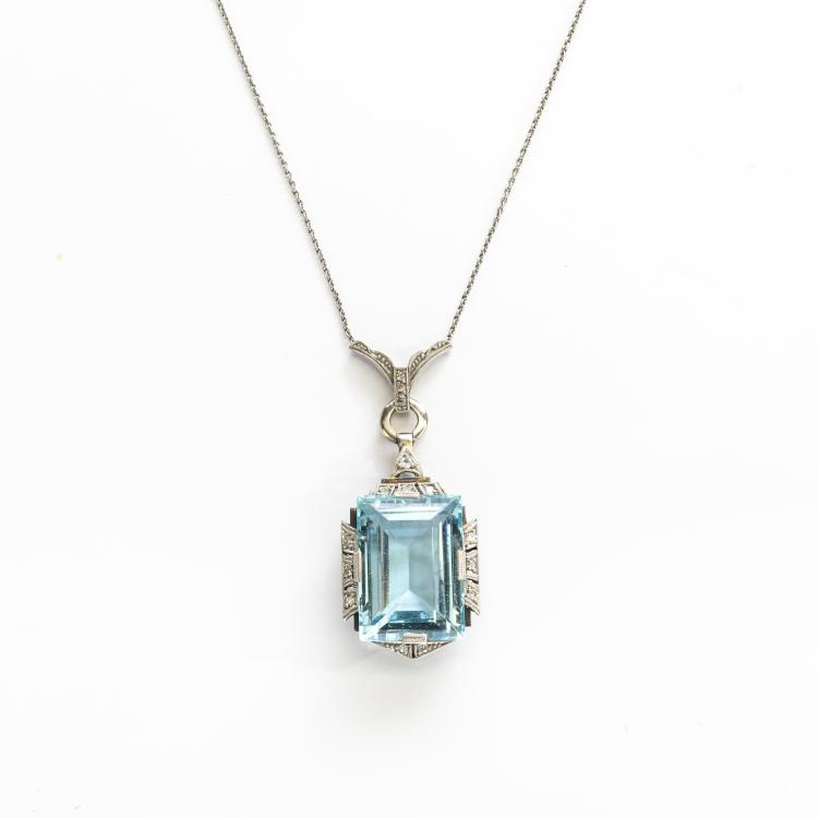 Hauptbild zu Objekt, Art deco aquamarine pendant, 172E 655