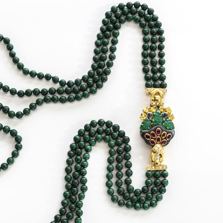 Hauptbild zu Objekt, Malachite necklace, 1990, Cartier, Paris, 172E 675