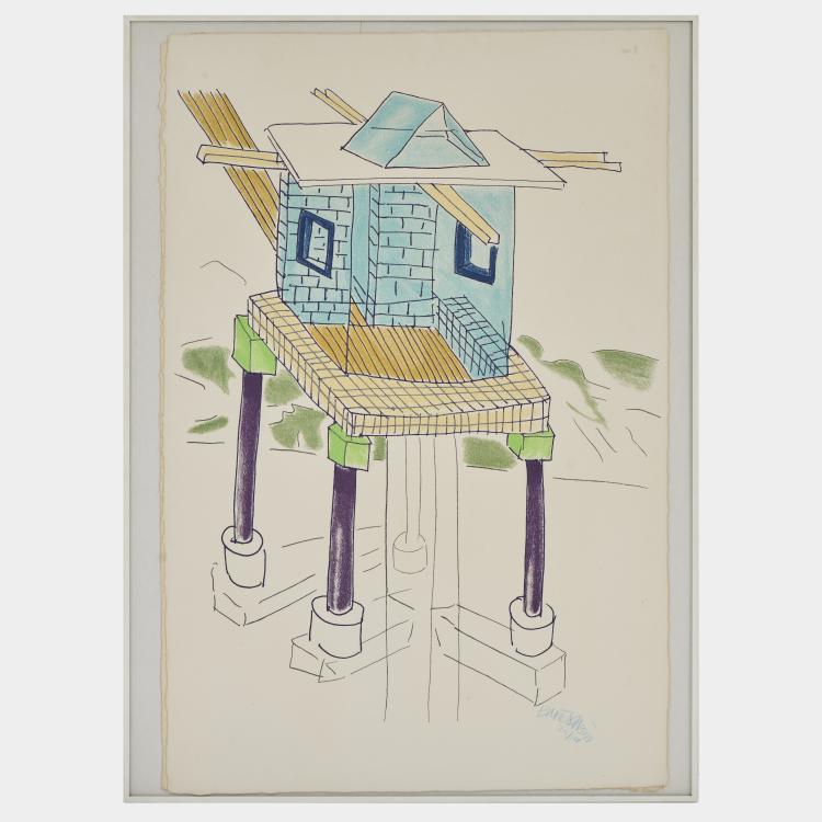 Hauptbild zu Objekt, Zwei Serigraphien 'Una torre in California' und 'Una torre nel deserto', 1986/87, Ettore Sottsass, designers'art, 173A 90