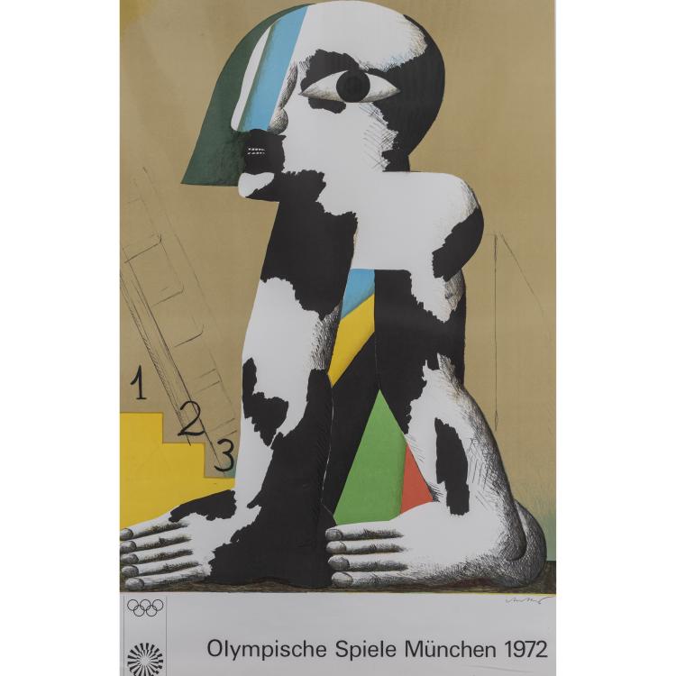 Bild 8 zu Objekt, Five art posters from the 1972 Olympics and a test print, 1968 - 1972, Otmar Alt,Horst Antes,Marino Marini,Serge Poliakoff,H P Zimmer, Edition Olympia 1972 GmbH, 1969, 172C 414