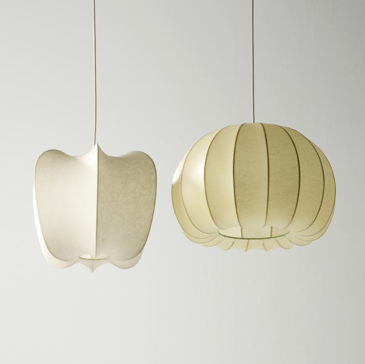 Hauptbild zu Objekt, Two 'Cocoon' ceiling lights, 1960s, Italien, 173A 108