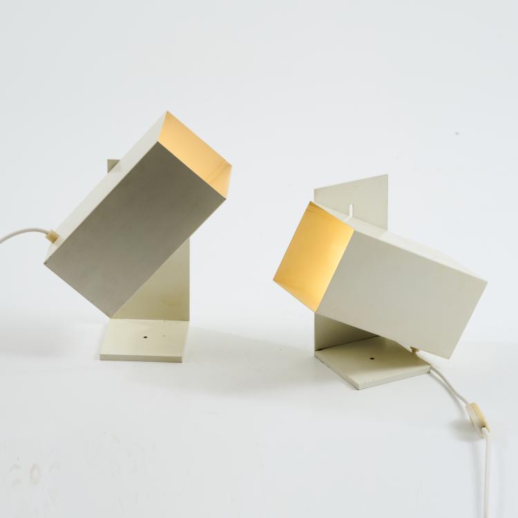 Hauptbild zu Objekt, Two table/wall lights, 1970s, Swiss Lamps, Z&uuml;rich (SLZ) (zugeschrieben/attr.), 173B 341