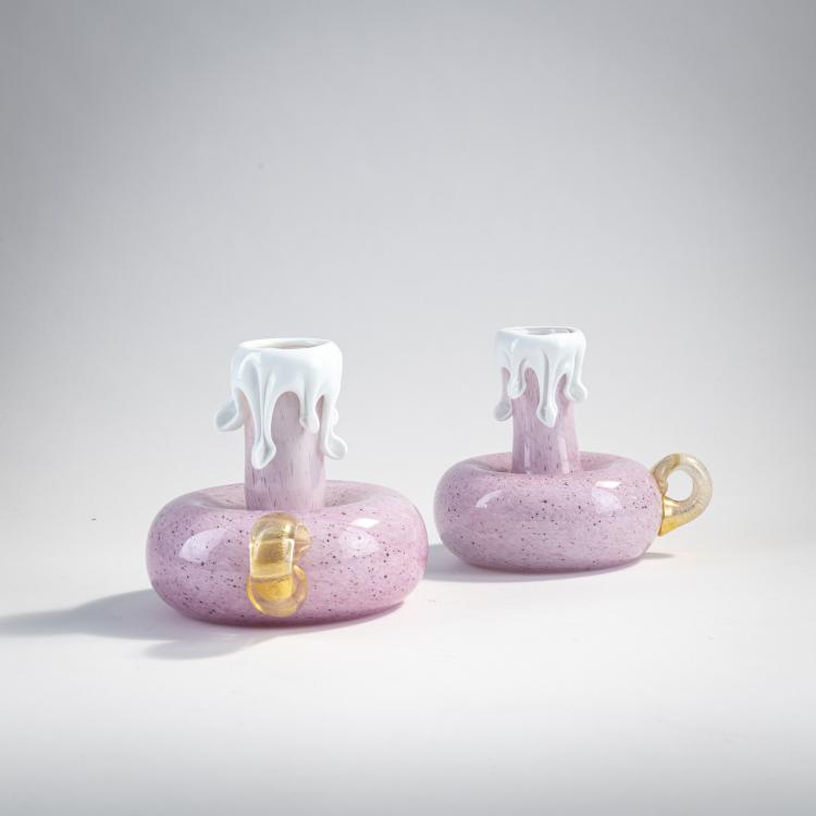 Hauptbild zu Objekt, Paar Kerzenleuchter, um 1970, Ercole Barovier, Barovier & Toso, Murano, 173C 685