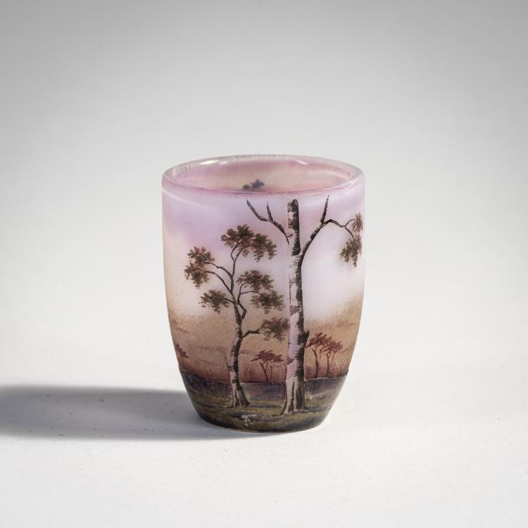 Hauptbild zu Objekt, Miniaturvase 'Paysage mauve', 1907, Daum Fr&egrave;res, Nancy, 174A 69