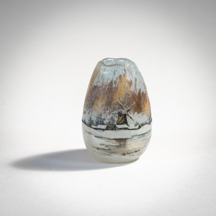 Hauptbild zu Objekt, Miniaturvase 'Paysage hiver', um 1910, Daum Fr&egrave;res, Nancy, 174A 84