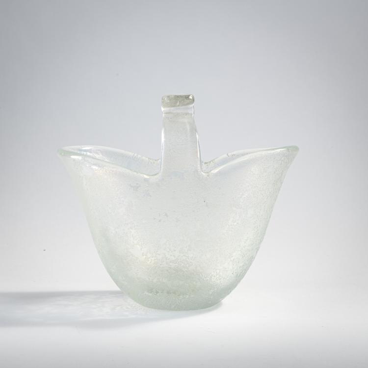 Hauptbild zu Objekt, Henkelvase 'Cestino corroso iris&egrave;', 1940, Flavio Poli, Seguso Vetri d'Arte, Murano, 173C 695