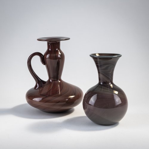 Henkelvase und kleine Vase 'Calcedonio', um 1856