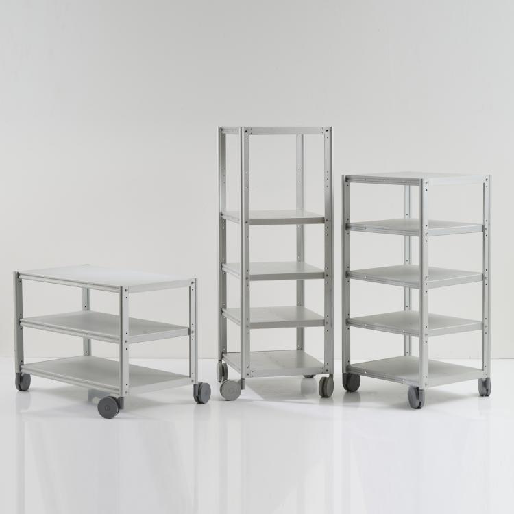 Hauptbild zu Objekt, Three mobile shelves 'Ciak AT' and 'Rack AT', 1988, Marc Berthier, Magis, Torre di Mosto, 173B 534