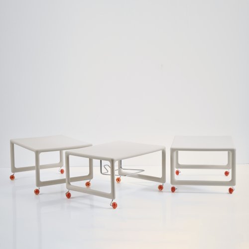 Three 'Low Air Table' side tables on wheels, 2002