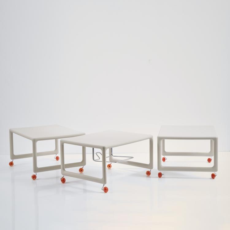 Hauptbild zu Objekt, Three 'Low Air Table' side tables on wheels, 2002, Jasper Morrison, Magis, Torre di Mosto, 173B 560