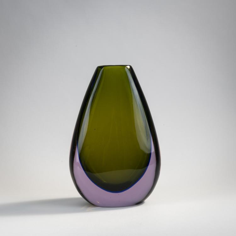 Hauptbild zu Objekt, Vase 'Sommerso verde - filo blu - violetto', 1957, Flavio Poli, Seguso Vetri d'Arte, Murano, 173C 709