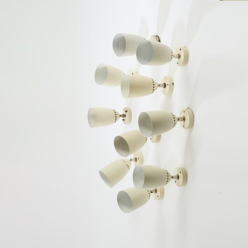 Ten wall/ceiling lights, 1950s