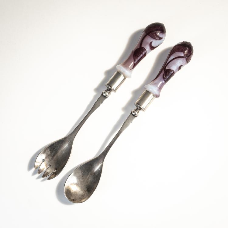 Hauptbild zu Objekt, Salatbesteck 'Campanules', 1897-1903, Burgun, Schverer & Cie., Saglier, Victor, Paris;, 174A 7