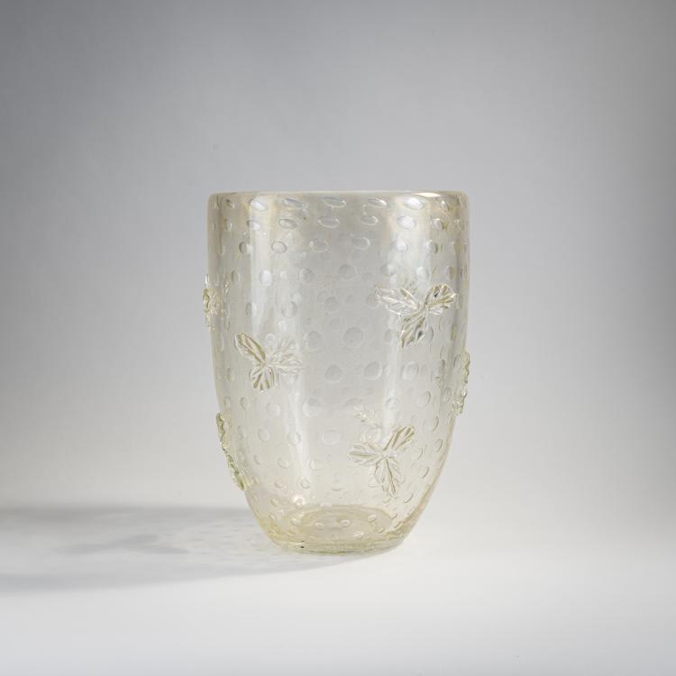 Hauptbild zu Objekt, Vase mit aufgesetzten Bl&auml;ttern, 1942, Flavio Poli, Seguso Vetri d'Arte, Murano, 173C 700