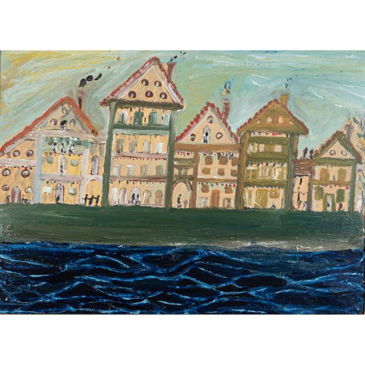 Hauptbild zu Objekt, 'Houses by the River', probably 1980s, Drago Jurak, 173D 873