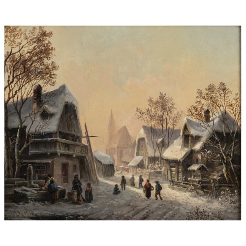 Winter village view, 1856