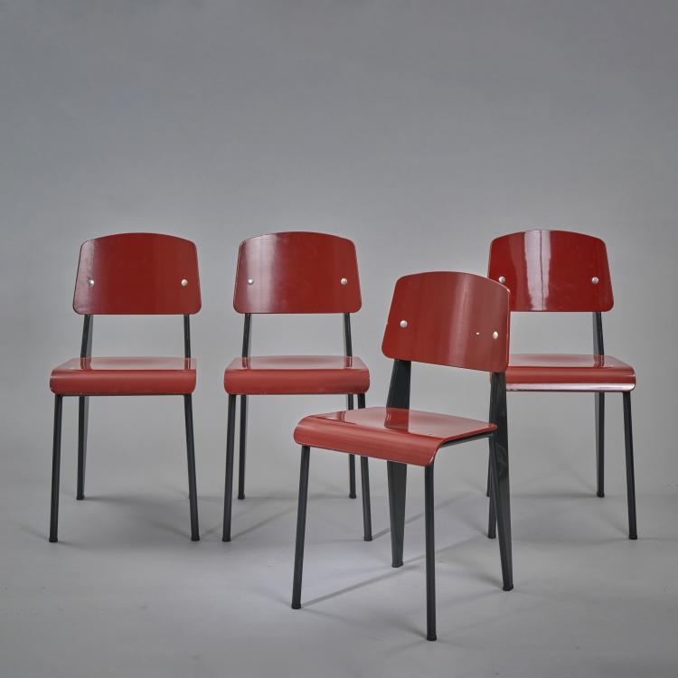 Bild 1 zu Objekt, Four 'Standard SP' chairs, 1934/1950, Jean Prouv&eacute;, Vitra, Birsfelden, 173B 493