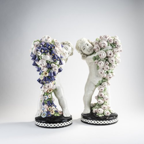 Two flower putti, c. 1910