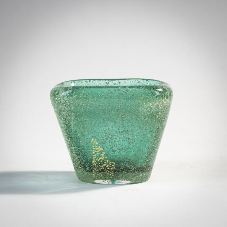 Hauptbild zu Objekt, Kleine Vase 'Sommerso a bollicine', um 1934-36, Carlo Scarpa, Venini & C., Murano, 173C 598