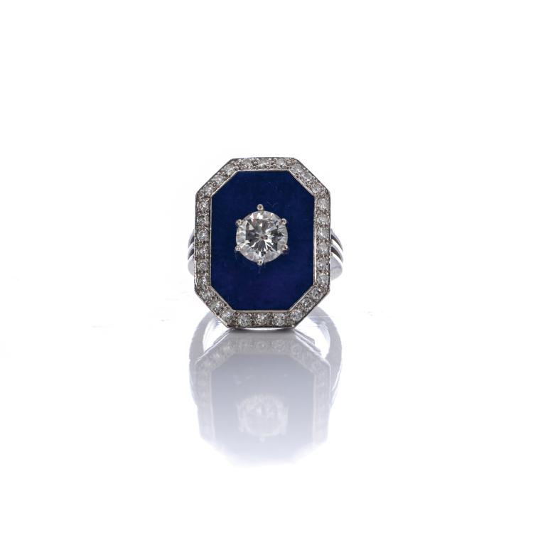 Hauptbild zu Objekt, Historisierender Cocktailring mit Brillanten und Lapislazuli, 174C 865