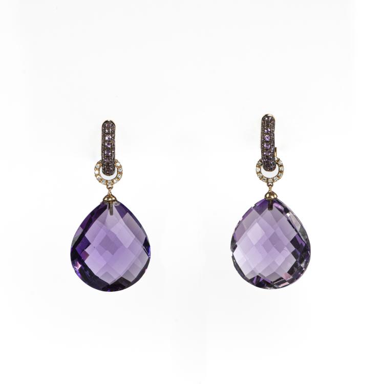 Hauptbild zu Objekt, Pair of amethyst earrings, 174C 912