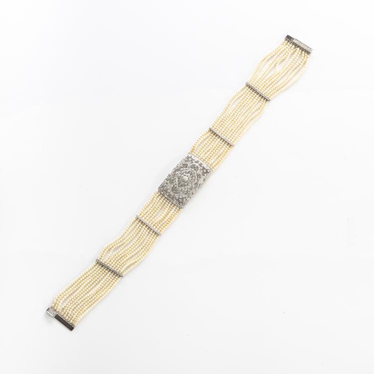 Hauptbild zu Objekt, Art D&eacute;co Perl Choker, um 1920, 174C 815