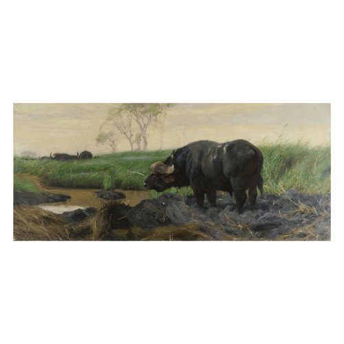 'Old Cape buffalo at the pond', probably around 1917-26