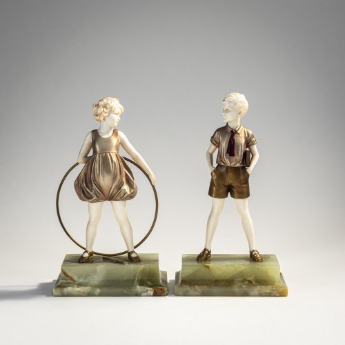 Zwei Chryselephantin-Figuren 'Hoop Girl' und 'Sonny Boy', um 1930