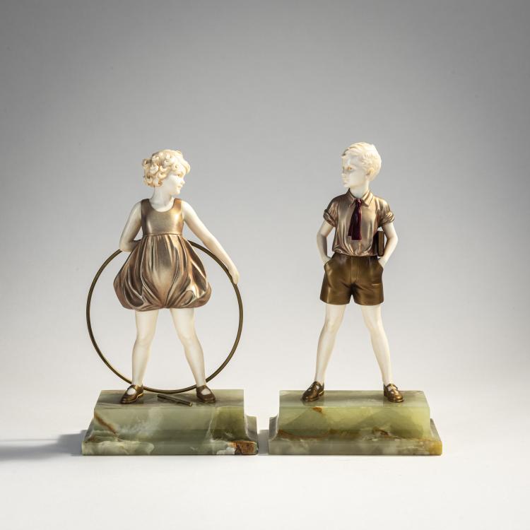 Hauptbild zu Objekt, Zwei Chryselephantin-Figuren 'Hoop Girl' und 'Sonny Boy', um 1930, Ferdinand Preiss, 174A 304